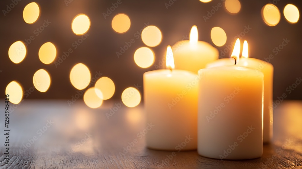 Calming warm candlelight glowing softly in a dimly lit ambiance for relaxation : Generative AI Calming warm candlelight glowing softly in a dimly lit ambiance for relaxation : Generative AI