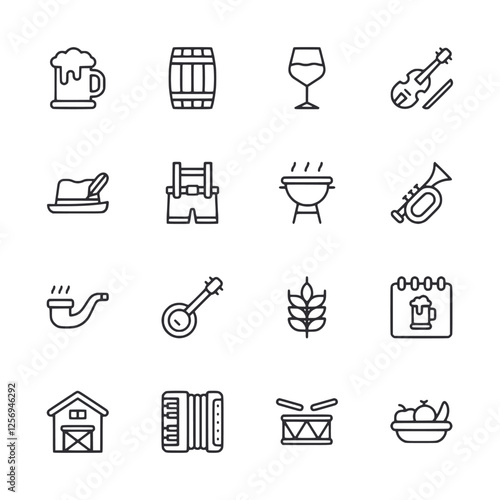 A set of icons that include a guitar, a kazoo, a tambourine, a tambourine