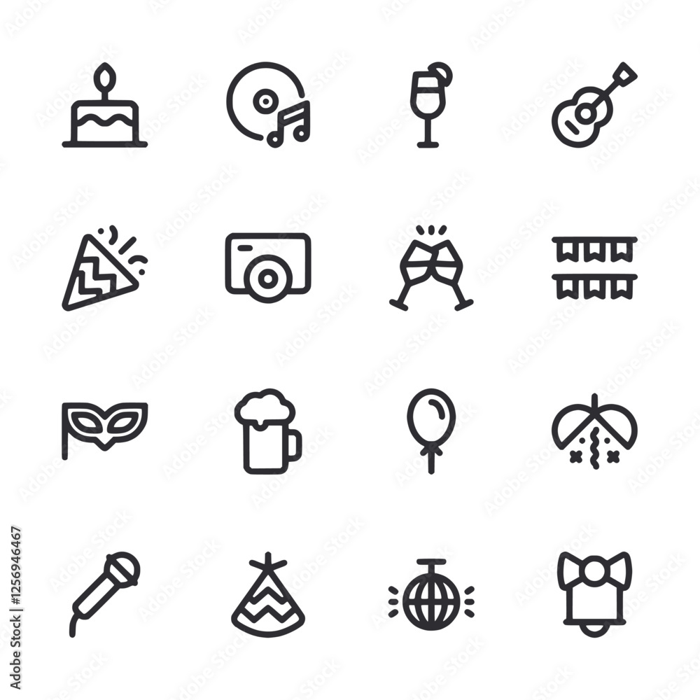 A set of icons for a party theme A set of icons for a party theme