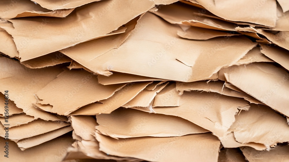 Obraz premium Heap of shredded brown paper waste showing the importance of recycling and waste management : Generative AI