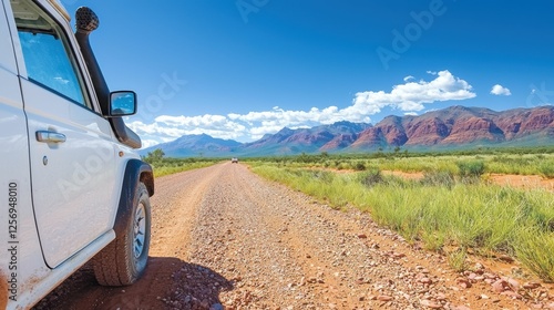 Outback Adventure on Gravel Road in Australian Desert photo