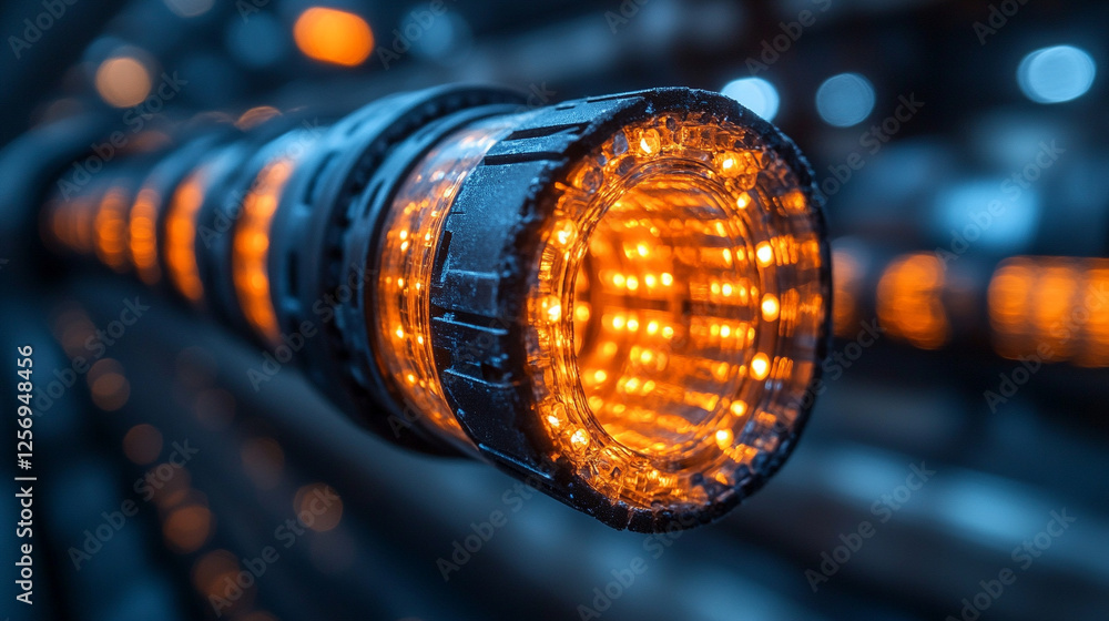 submarine fiber optic cable, showcasing the internal structure of optical fibers with a modern, bright blurred background, creating a clean, empty space for captioning submarine fiber optic cable, showcasing the internal structure of optical fibers with a modern, bright blurred background, creating a clean, empty space for captioning