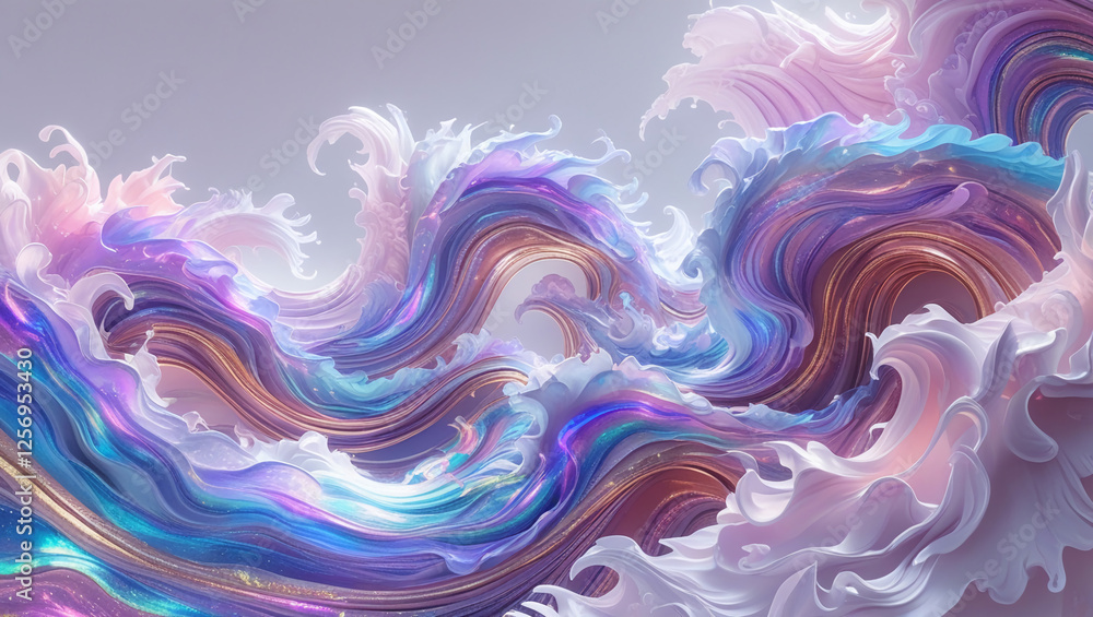 Fototapeta premium AI generative. Abstract of digital painting nebula wave, vibrant colorful on white background. 26