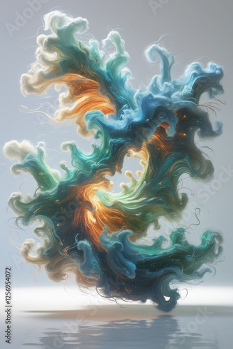 AI generative. Abstract of digital painting nebula wave, vibrant colorful on white background. 33 photo