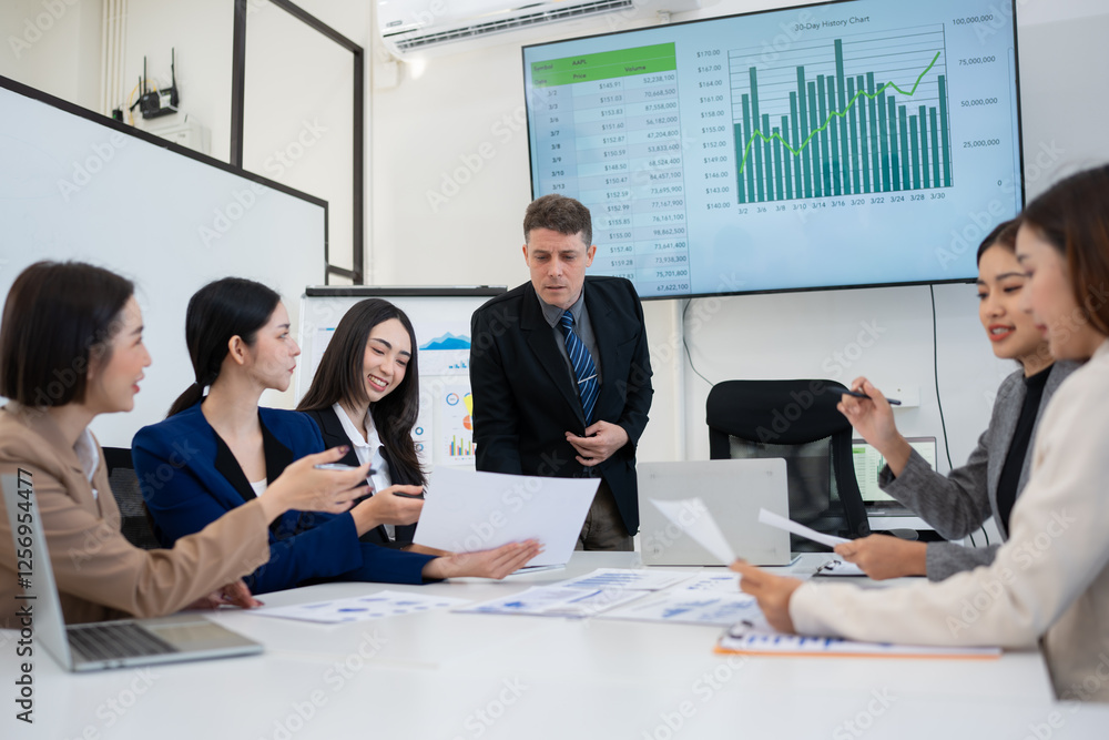 Business team brainstorming for planning strategies, laptop meeting with collaboration to present group project in office. Business team brainstorming for planning strategies, laptop meeting with collaboration to present group project in office.