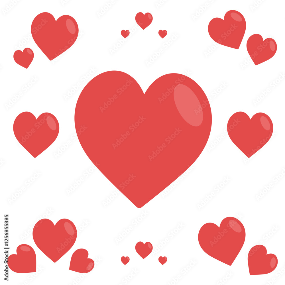 Red heart icons vector isolated on white background. Red heart icons vector isolated on white background.