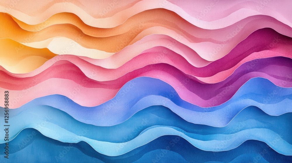 Fototapeta premium Abstract waves in vibrant colors creating a serene oceanic landscape with soft gradients