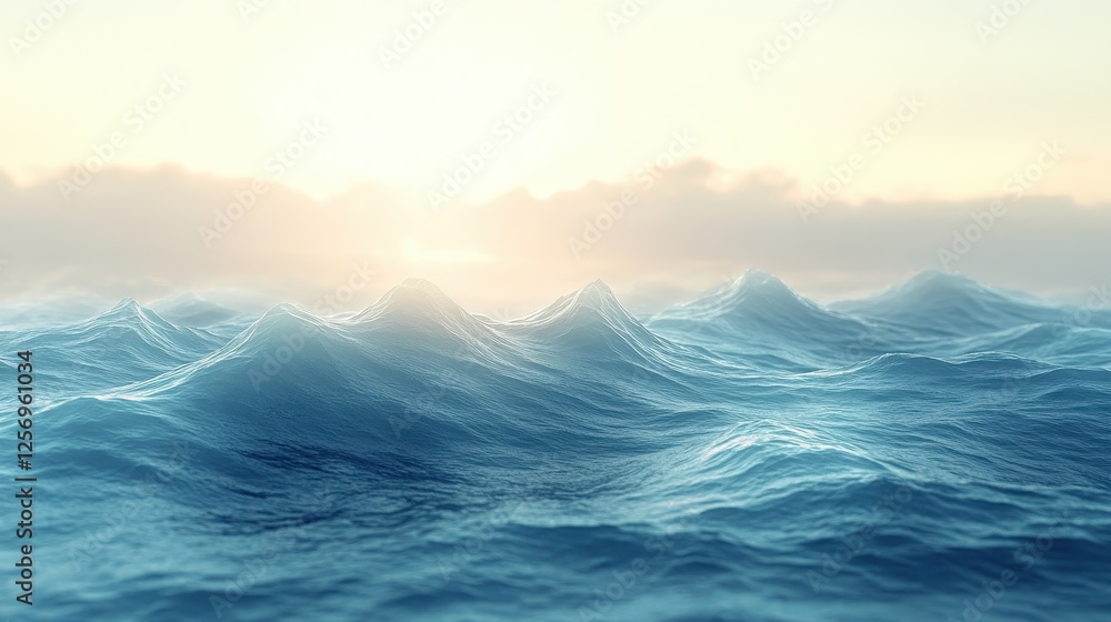 Ocean sunrise, wavy sea, calm morning, peaceful background, travel poster Ocean sunrise, wavy sea, calm morning, peaceful background, travel poster