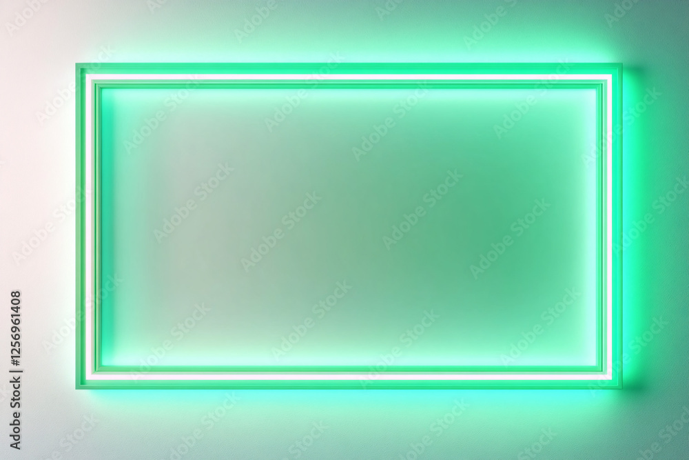 neon green frame on white wall abstract minimalist background neon green frame on white wall abstract minimalist background