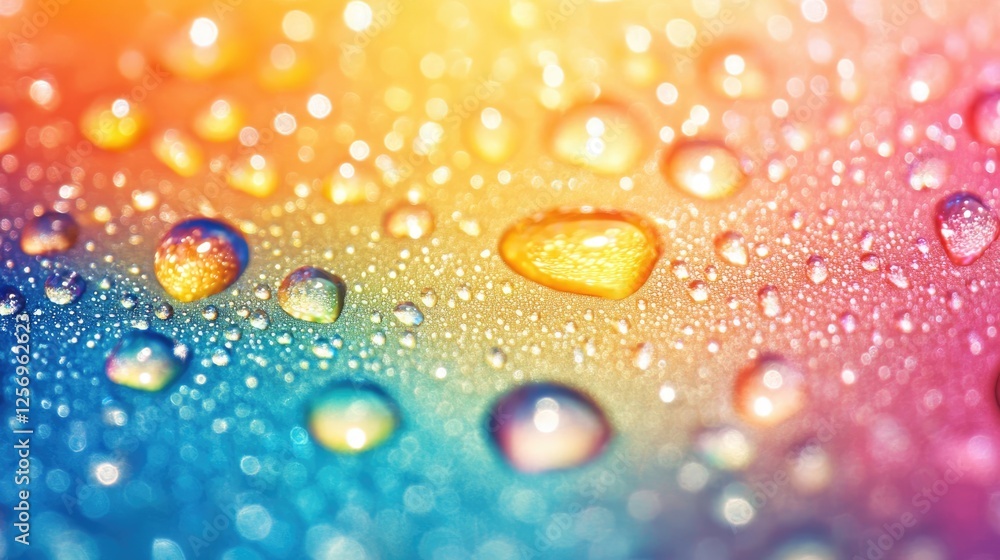 Rainbow Water Droplets On A Colorful Surface Rainbow Water Droplets On A Colorful Surface