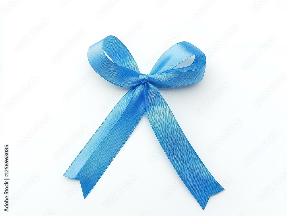 Elegant blue ribbon bow on a white background. Elegant blue ribbon bow on a white background.