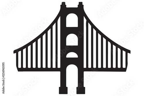 Minimalist Golden Gate Bridge Simple Silhouette Lineart Vector