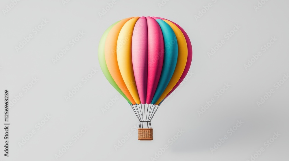 Fototapeta premium A vibrant hot air balloon with colorful stripes, perfect for capturing the essence of travel and adventure in stunning imagery.