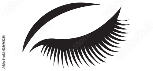 Closed Eyelash Silhouette Vector Image for Beauty and Makeup