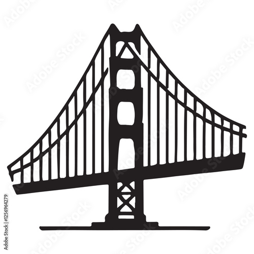 Iconic Golden Gate Bridge Silhouette Art Vector Illustration