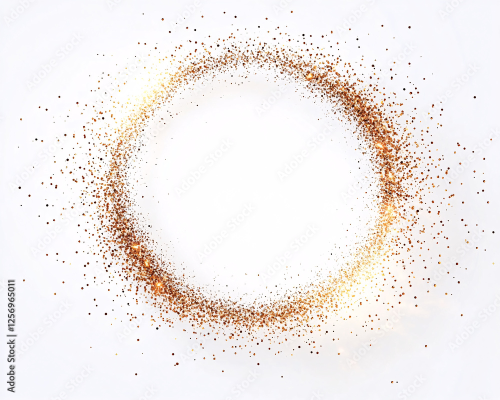 golden glitter circle on white background for luxury festive design golden glitter circle on white background for luxury festive design
