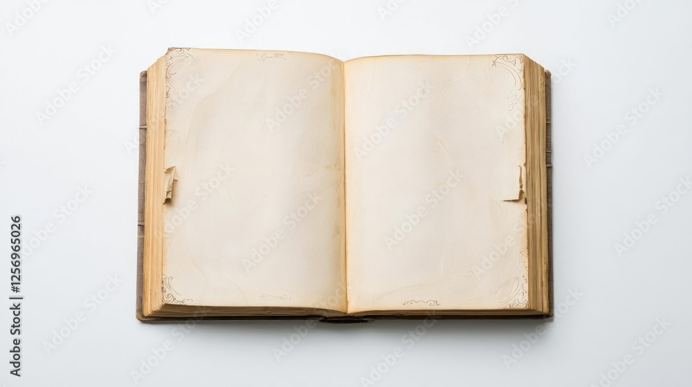 Open Antique Book With Blank Pages Open Antique Book With Blank Pages