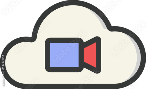 Cloud Video Chat Filled Line Icon