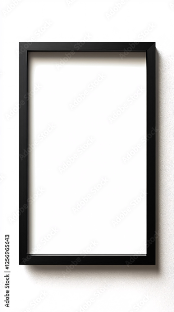 blank black picture frame on white wall blank black picture frame on white wall