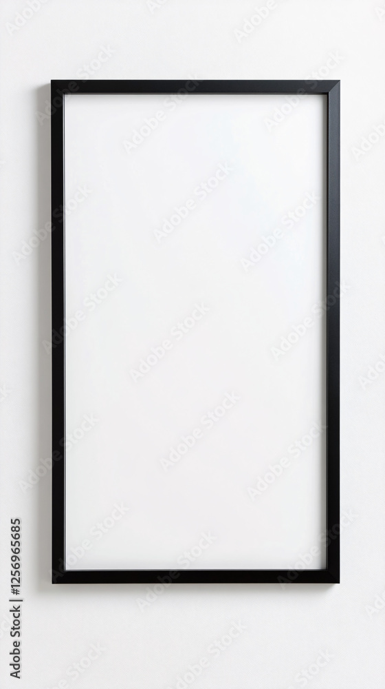 black frame on white wall with blank canvas black frame on white wall with blank canvas