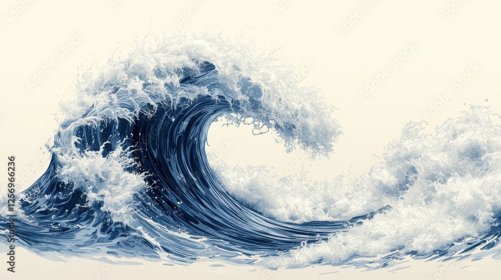 Powerful ocean wave crashing, white background, nature scene, for website design Powerful ocean wave crashing, white background, nature scene, for website design