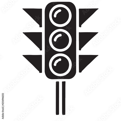 Traffic Light Silhouette Vector Illustration Safety Signal Symbol
