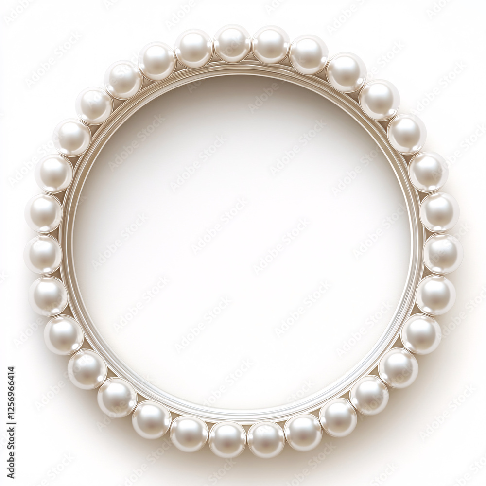 white pearl circle frame isolated on white background white pearl circle frame isolated on white background