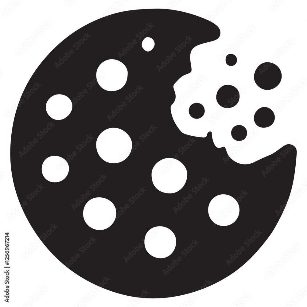 Cookie with Bite Silhouette Illustration Sweet Dessert Treat Design Cookie with Bite Silhouette Illustration Sweet Dessert Treat Design