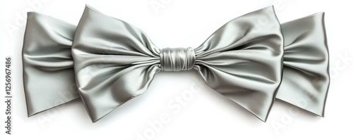 Elegant silver bow tie on a white background. photo