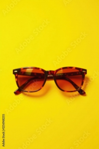 Stylish Tortoise Shell Sunglasses on Vibrant Yellow Background, Perfect for Summer Fashion and Lifestyle Photography