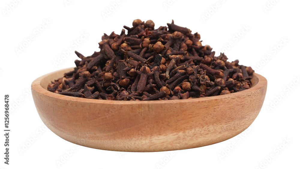 Dried Cloves on Wooden Plate Isolated on Transparent Background Dried Cloves on Wooden Plate Isolated on Transparent Background