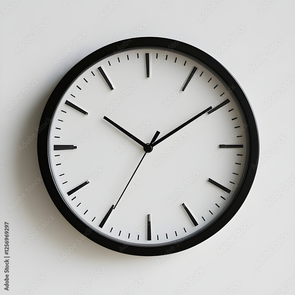 Simple Black and White Wall Clock Time Management Concept Simple Black and White Wall Clock Time Management Concept