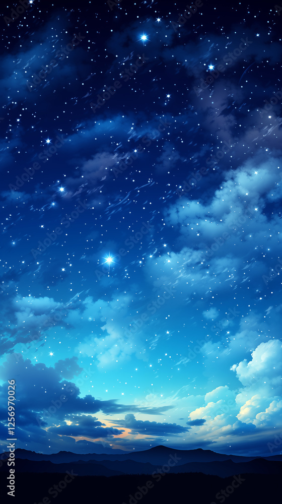 Fototapeta premium Night sky with stars and galaxy in outer space. Night landscape. Sky