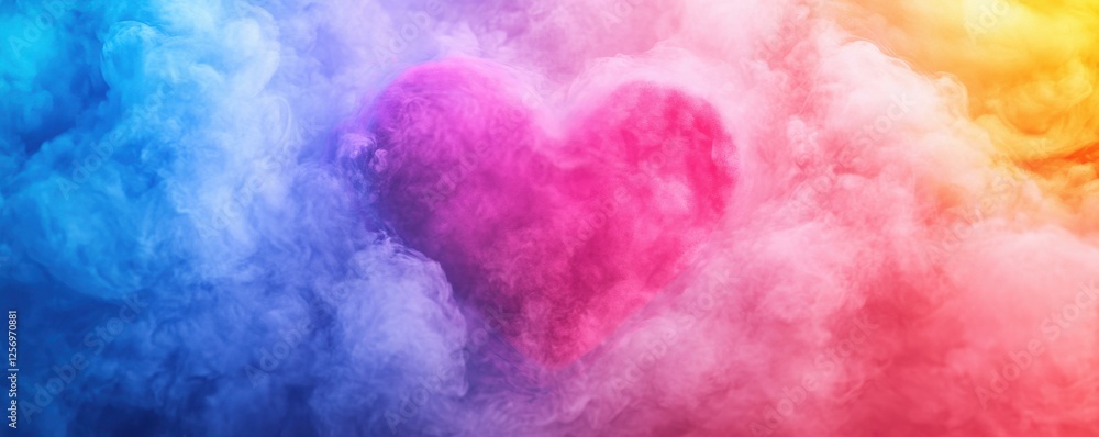 Pink Heart in Colorful Clouds Pink Heart in Colorful Clouds