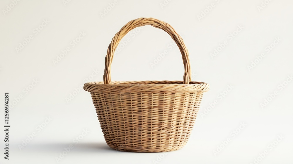 Obraz premium Empty Wicker Basket Against Plain Background. Possible Use Product Photography