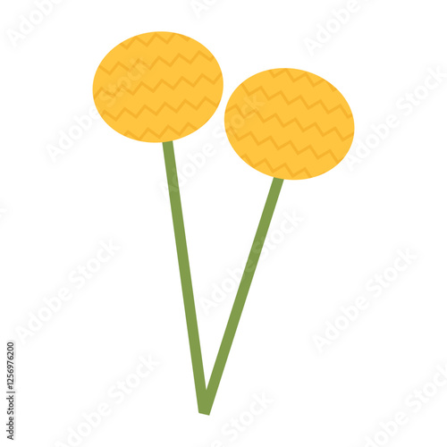 Flat geometric billy balls flower, botanical decoration, spring and summer, modern stylized vector floral illustration