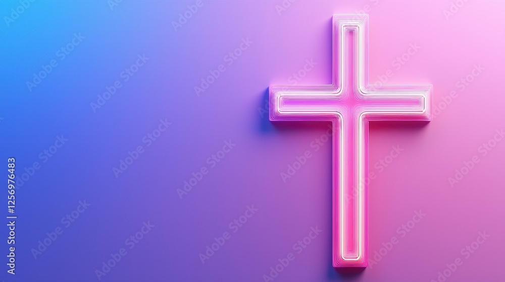 Fototapeta premium Luminous Christian Cross Symbol Against Vibrant Backdrop