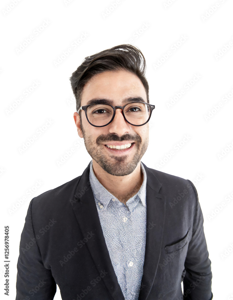 Portrait of only one Man. White Background. Portrait of only one Man. White Background.
