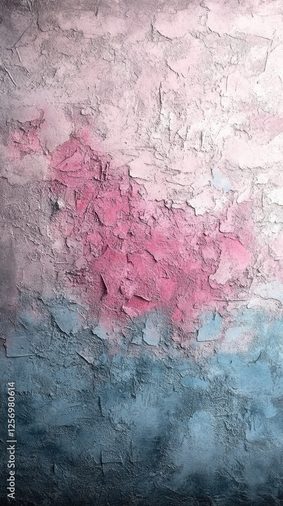 Naklejka premium Textured Abstract Pink and Blue Painted Wall Surface for Artistic Backgrounds