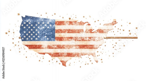 Abstract American Flag Map Graphic