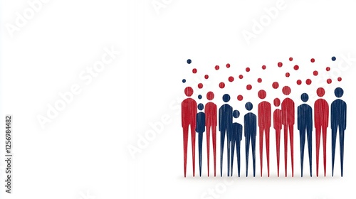 Abstract American Flag Silhouette People Design