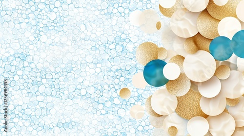 Abstract Background With Golden Circles And Light Blue Texture