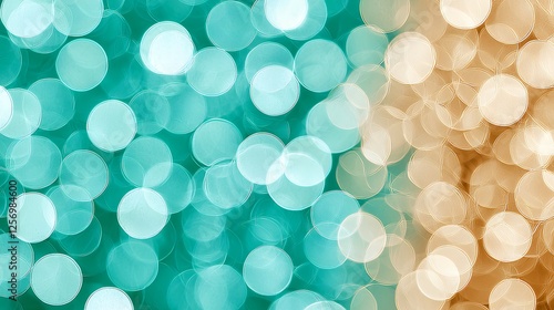 Abstract Bokeh Background with Teal and Beige Circles