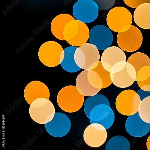 Abstract Bokeh Lights Orange Blue Yellow Background