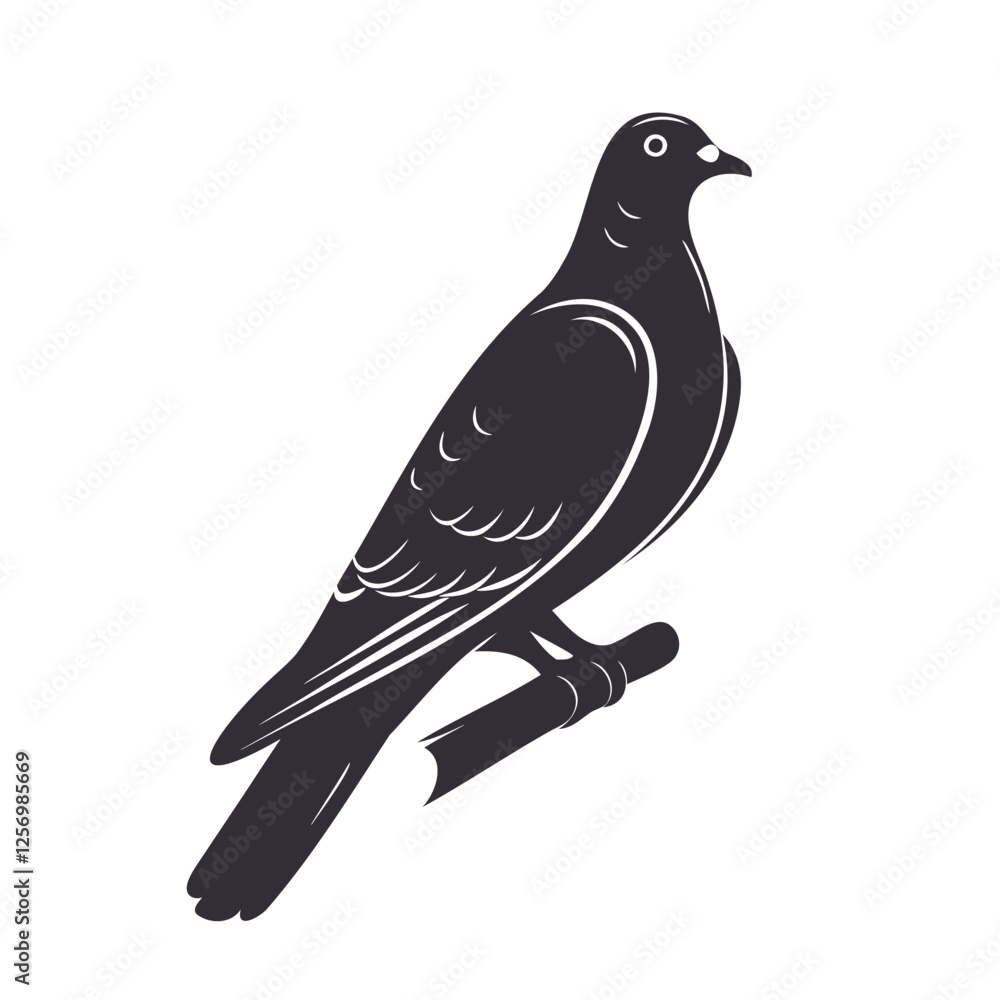 Fototapeta premium High-Quality Minimalistic Dove Bird Silhouette Isolated on Transparent Background