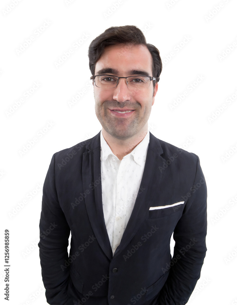 Portrait of only one Man. White Background. Portrait of only one Man. White Background.