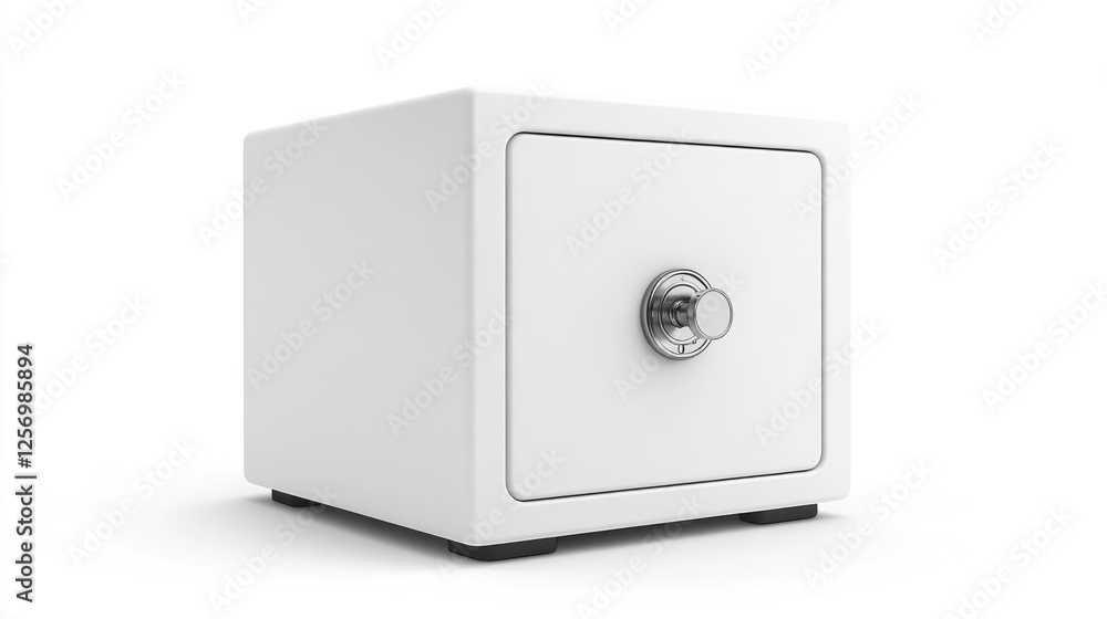 White Cubic Safe on White Background White Cubic Safe on White Background