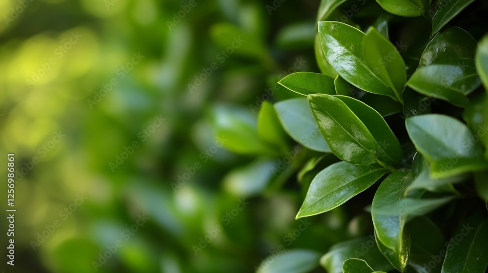 Lush greenery of vibrant leaves shining in warm sunlight creating a serene nature background : Generative AI Lush greenery of vibrant leaves shining in warm sunlight creating a serene nature background : Generative AI