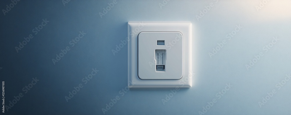 Internet wall socket in white is mounted on a blue wall, offering a dependable and convenient connection to the internet