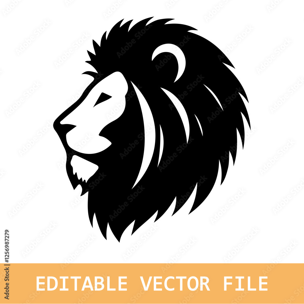 Fototapeta premium Silhouette Lion head tattoo, lion head logo
